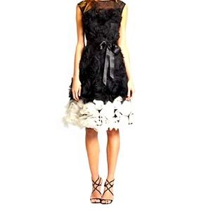 NWT Teri Jon Black and White Lace Soutache Dress rosettes size 12 formal dress